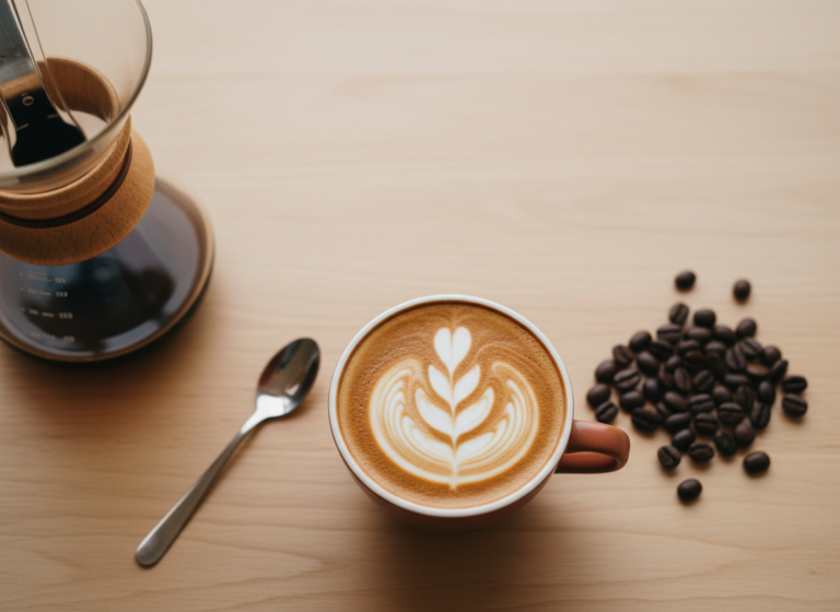 Café con leche y granos de especialidad